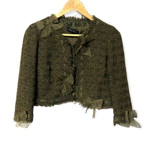 Teri Jon by Rickie Freeman adorable sophisticated herringbone tweed crop blazer